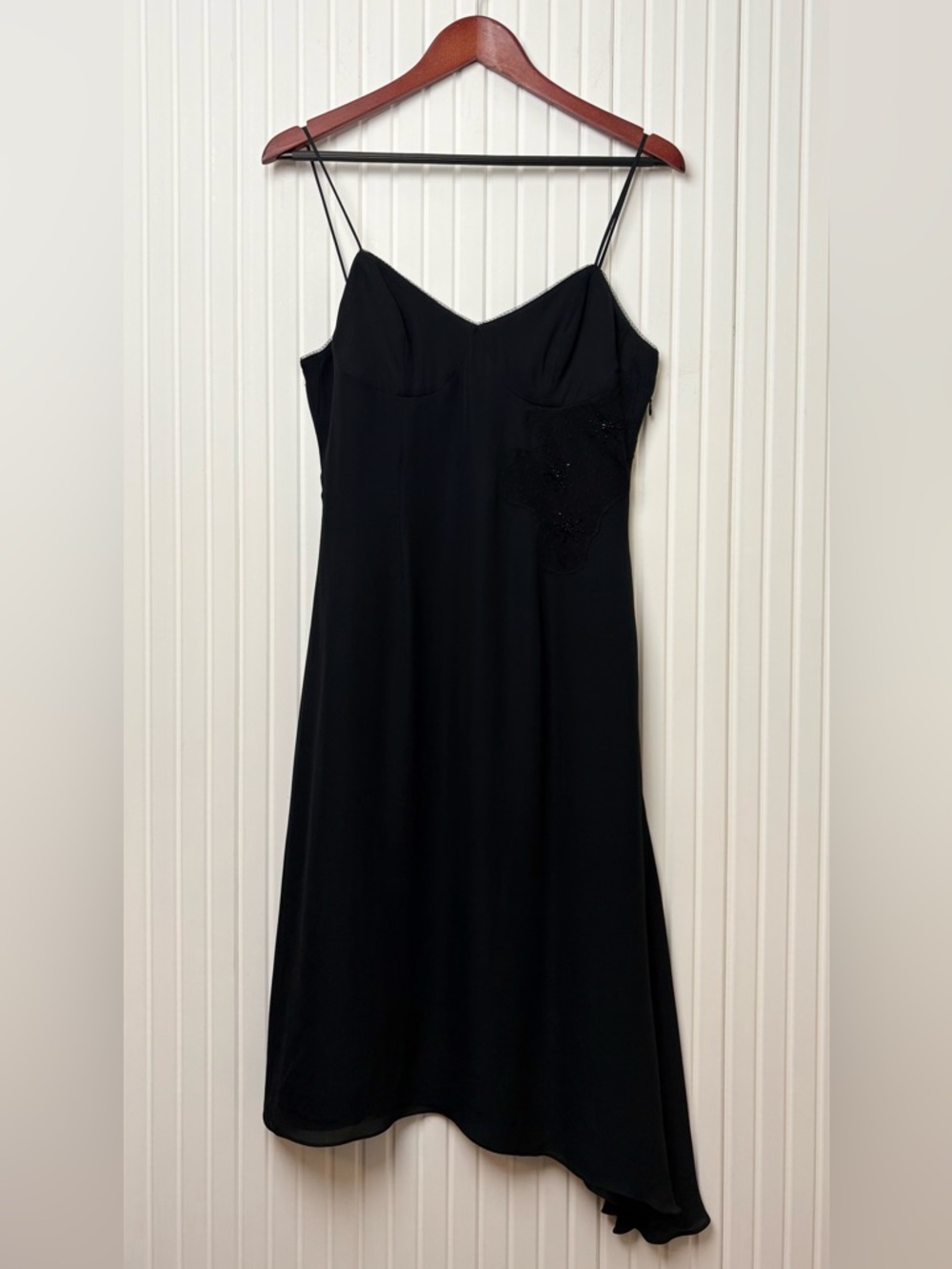 Kenneth Cole Y2K Silk Babydoll Beaded Dress 4 Fairy Whimsigoth Dark Romantic